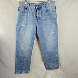 Everlane Jeans Women's 31 Blue Relaxed Straight High Rise Boyfriend Button Fly